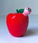 Vintage 1987 Topps WORMY APPLE Bubble Gum Container 2” Candy RED Rotten Teacher