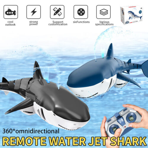 2.4G Remote Control Simulation Shark Toy RC Shark w/ Lights for Swimming Pools