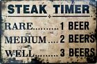 BBQ Steak Timer Metal Wall Sign 12