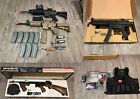 Airsoft Gun + Accessories Lot. M4, M16, MP5, Thompson 1928 Model, Vest, Battery