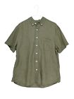 Banana Republic 100% Linen Shirt Men M Button Up Short Sleeve Green