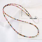 Faceted 3mm Natural Multicolor Tourmaline Round Gemstone Beads Necklace 18