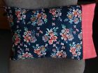 TRAVEL SIZE PILLOWCASE ORANGE VARIEGATED FLORAL ON NAVY/ ROSE  CUFF  14X20 #1605