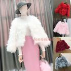 Women's Real Ostrich Feather Fur Short Coat Real Fur Shaggy Jacket Wedding Bride