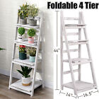 Foldable Ladder Bookshelf Rack 4 Tier Vintage Plant Stand Display Shelf Storage