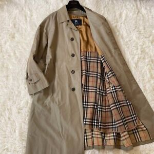 Burberry long coat cashmere blend liner Nova check beige Men's US M equivalent