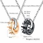 Stainless Steel Pendant Necklace Her King His Queen CZ Couples Rings Crown Gift