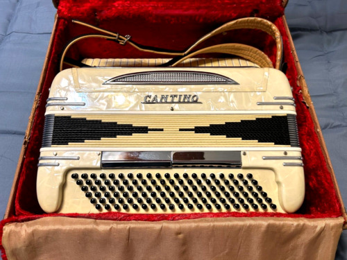 Cantino Accordion - 1950's - Black And Ivory Keys - With Original Case