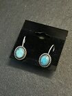 Vtg Navajo Sterling Silver Turquoise Hook Dangle Earrings