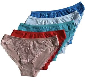 LOT 5 Women Bikini Panties Brief Floral Lace  Underwear Size M L XL (#329)