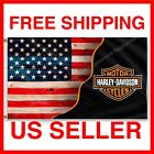 Harley Davidson 3x5 Ft Flag USA Flag Logo Banner Large Garage FREE Shipping USA