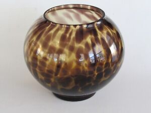 New ListingVintage Tortoise Shell Art Glass Fish Bowl Ball Shape Vase