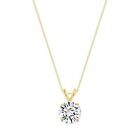 2 Ct Round Brilliant Cut Solid 18K Yellow Gold Solitaire Pendant 18