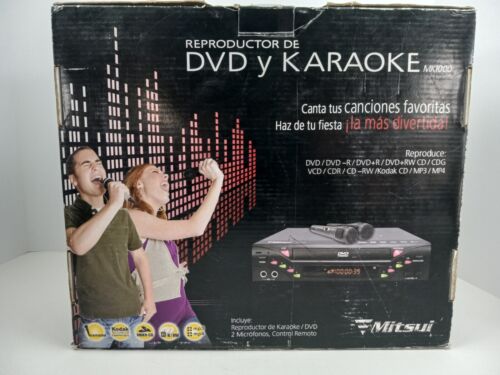 Mitsui MK1000 Karaoke DVD player with 2 microphones and 5 Spanish DVDs