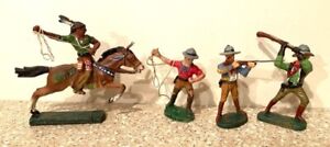 Vintage Elastolin Germany Figurines Cowboys, Indian, Horse