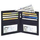 Leatherboss Genuine Leather RFID Block Hipster Credit Card Bifold Wallet, Black