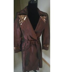 Zelda couture metallic burgundy taffeta trench coat S