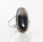 Sterling Silver Montana Moss Agate Ring Size 6 3/4