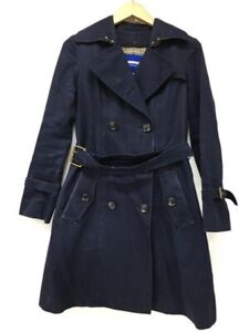 Burberry Blue Label Trench Coat Navy Belted Nova check Women Size 36/S Used