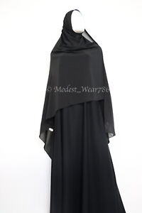 XL Premium Chiffon Hijab Wrap Shayla Scarf Shawl Muslim Headcover Black