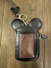 HappyDream Mickey Mouse Lanyard ID Badge Holder Crossbody Keychain Black Leather