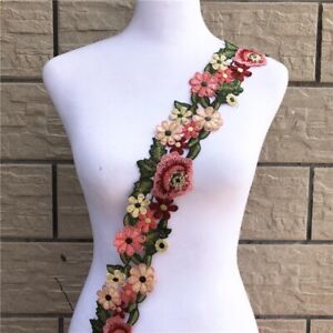 5Yards Flower Embroidered Trim Lace Ribbon Wedding Sewing Fringe Edge Craft DIY