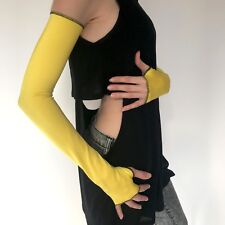 Long Yellow Gloves Super Hero Costume Arm Warmers Shiny Spandex Wetlook Cosplay