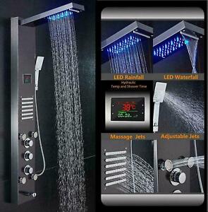 ELLO&ALLO Led Rainfall Waterfall Shower Panel Tower Rain Massage Body System Jet