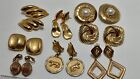 Lot Of Gold Tone Chunky Vintage Clip On Earrings