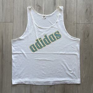Vintage Men's Adidas front back graphic muscle tank top spell out size XLarge