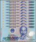 10 x Vietnam 20,000 Dong Banknote, 2021, P-120l, UNC, Polymer  USA SELLER  COA