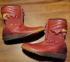 Sorel Firenzy Breve Leather Front Zip Lined Winter Boots Women's Size 9 Burgundy