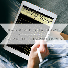 Weekly Planner - Black & Gold - Digital Download