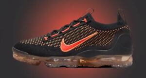Nike Air Vapormax 2021 Flyknit Orange Black Sneakers Retro DQ3974-002 Mens Size