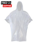 Economy One-Size-Fits-All Clear Polyethylene Waterproof Rain Poncho with Hood