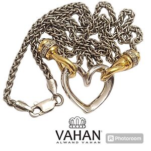 New Listing Alwand Vahan Diamonds 14k Gold & Sterling Silver Large Heart Love Necklace