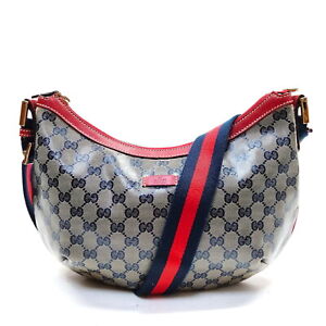 Gucci Crossbody bag Sherry Line Navy Blue Coated Canvas 432481