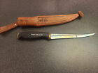New ListingVintage 1967 NORMARK Finland Stainless Steel Hunting FILLET KNIFE & Sheath Nice