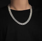 17.2 Ct MOISSANITE Miami Cuban Link Chain Hip Hop Necklace 925 Sterling Silver