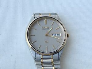 vintage seiko 7n43-7a59 SQ men's quartz watch, 34mm case, running