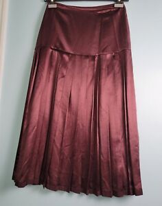Escada Vintage Margaretha Ley 90's Pleated Brown SILK/Wool Blend Skirt Sz EU 38