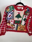 Vintage Alexandra Bartlett Womens Large Red Ugly Christmas Sweater 90s Santa L