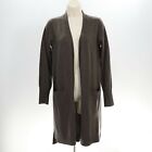 St. Tropez Womens 100% Cashmere Sweater S Small Long Open Front Cardigan Brown