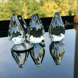 10PC Clear Pear-shaped Crystal Suncatcher Faceted Prism Chandelier Pendant Decor