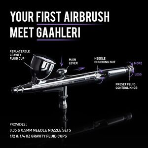 Gaahleri Airbrush Kit, Airbrush Gun Dual-Action Gravity 1/2 & 1/4 oz Fluid Cup,