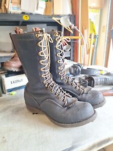 Vintage Super Wesco Stitchdown Caulk Cork  Logger Climber Boots Size 8.5 E