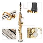 Professional Soprano Straight Saxophone Silver Plated Tube Gold Key Sax Kit US