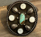 Native American Navajo Turquoise Sterling  Silver Cuff Bracelet Signed TT