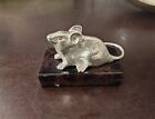 Russian silver 84 Mouse figurine on onyx pedestal