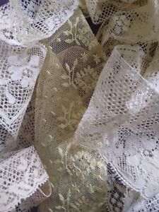 Lot of Antique Lace Alençon Buxeuil Embroidered Tulle Gauze Doll Mercerie